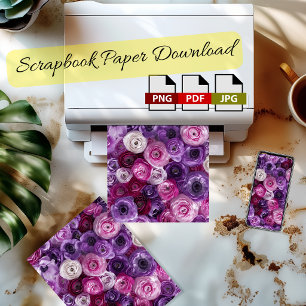Poster Papel Floral Roxo Rosa para Scrapbook Download