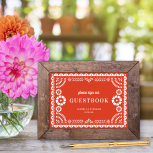 Poster Papel Picado Quente Sinal de Guestbook de Casament