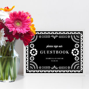 Poster Papel Preto e Branco Picado Sinal de Guestbook