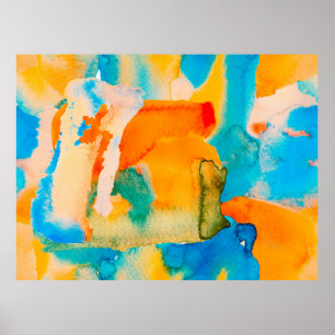 Poster Papel Psicodélico. Azul Clássico e Vermelho Lava L