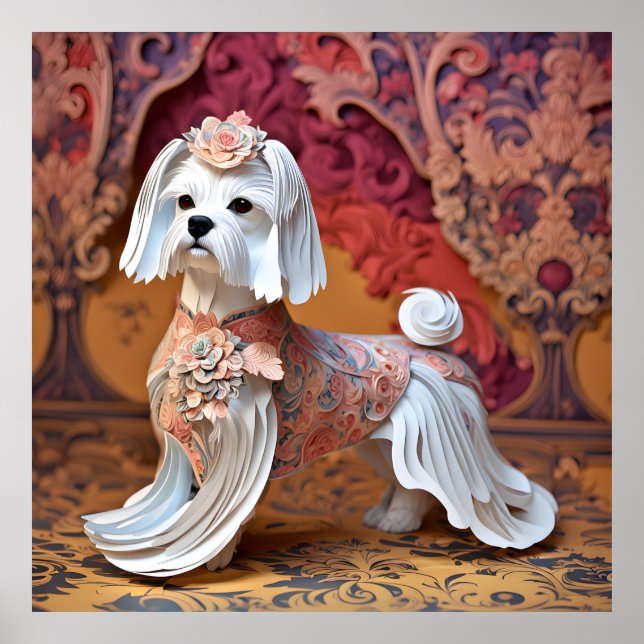 Poster Papel Rococo Maltês Pastel Cores (Frente)