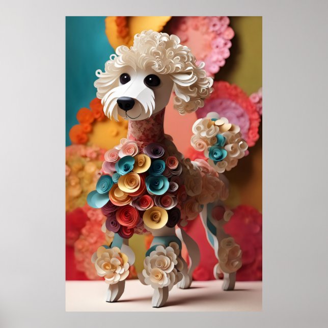Poster Papel Rococo - Poodle Pastel Cores (Frente)
