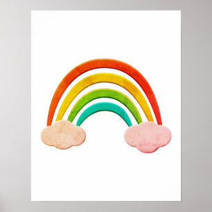 Poster Papel Vintage Corta Arco-Íris E Nuvens
