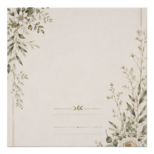 Pôster Papelaria de Casamento com Charme Botânico Natural