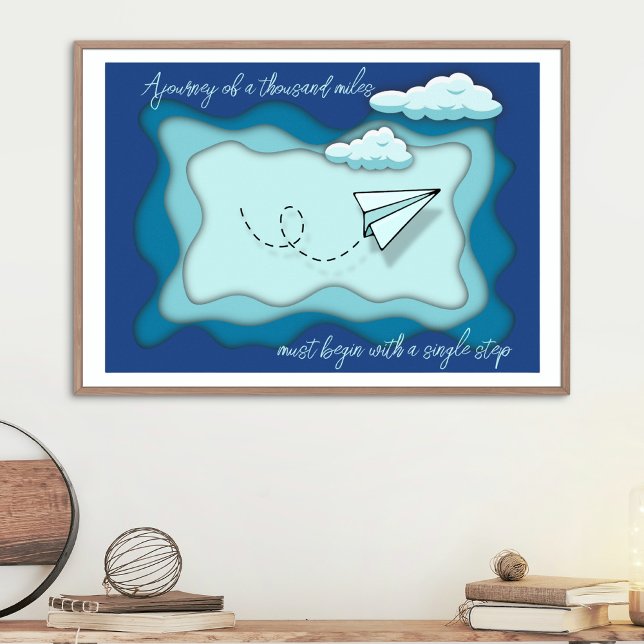 Poster Paper airplane | Journey begin with a single step (Criador carregado)