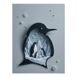 Pôster Papercraft Panorama Antártico