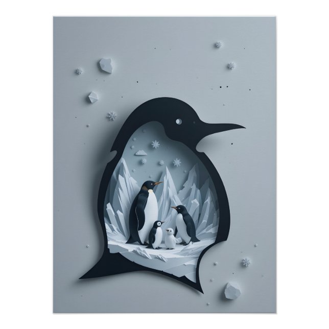 Pôster Papercraft Panorama Antártico (Frente)