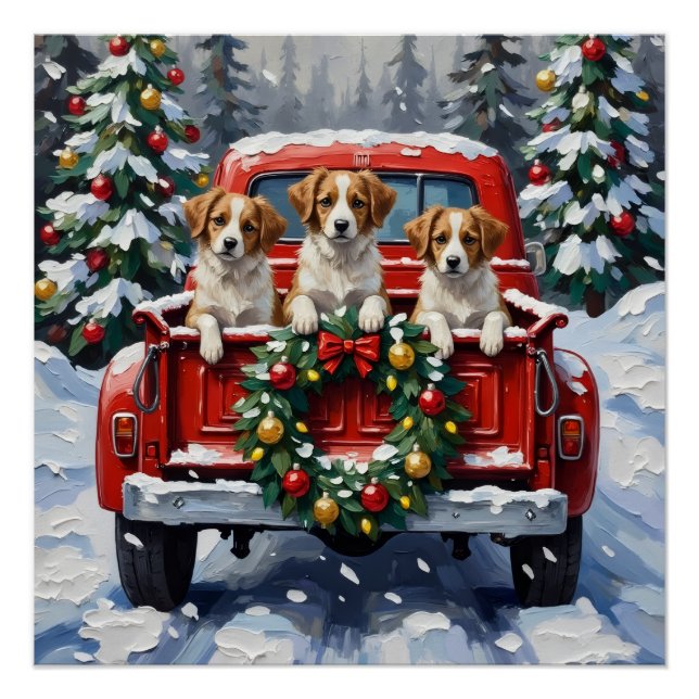 Pôster Papillon Christmas Red Truck Holiday (Frente)