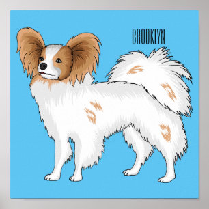Poster Papillon dog cartoon illustration