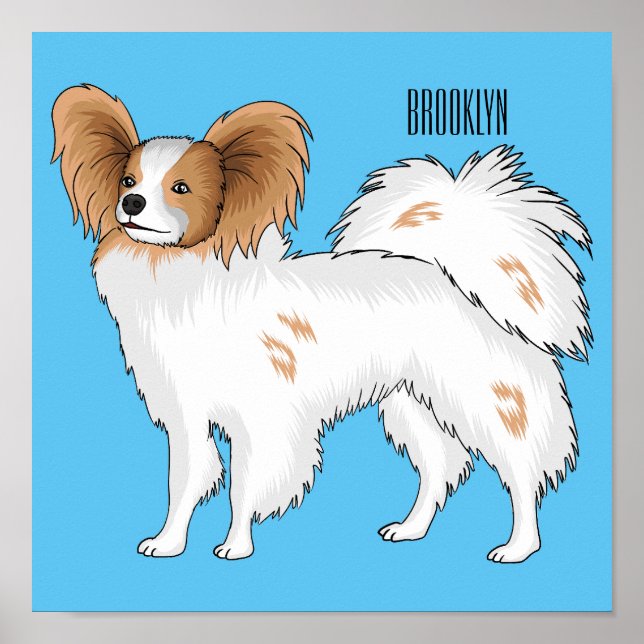 Poster Papillon dog cartoon illustration (Frente)