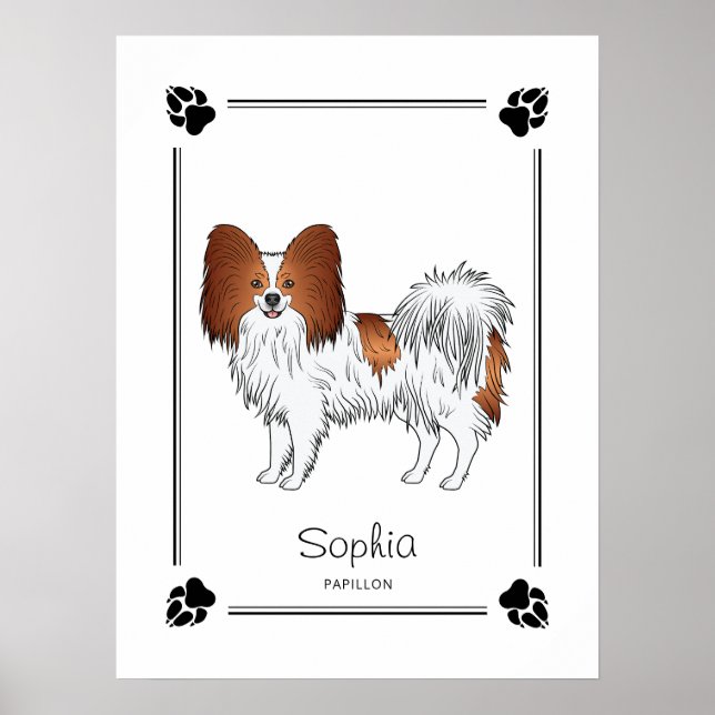 Poster Papillon Vermelho e Branco com Patas e Texto (Frente)