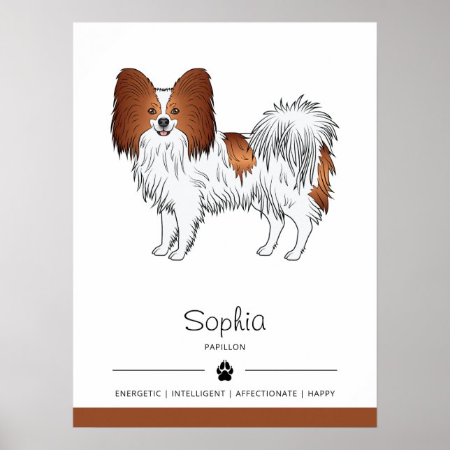 Poster Papillon Vermelho e Branco Fofinho com Texto Perso (Frente)