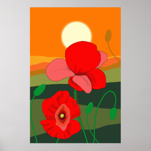 Poster Papoila no pôr do sol