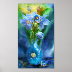 Pôster Papoilas azuis no poster/impressão da arte do vas