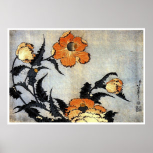 Pôster Papoilas de Katsushika Hokusai
