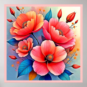 Poster Papoulas Elegantes: Arte Radiante da Natureza