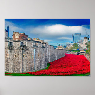 Poster Papoulas Vermelhas da Torre de Londres Papoula Ver