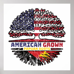 Poster Papua-Nova Guiné Papua-Americana Árvore dos EUA