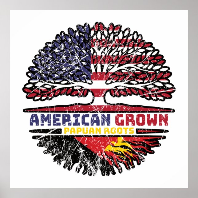 Poster Papua-Nova Guiné Papua-Americana Árvore dos EUA (Frente)