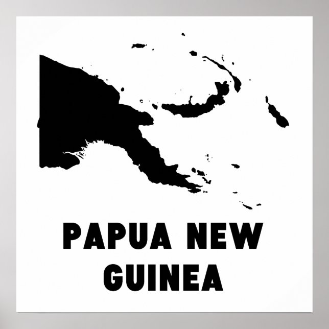 Pôster Papua Nova Guiné Silhouette (Frente)