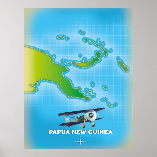 Poster papua novo mapa da guiné. (Frente)