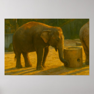Poster Par de elefante na configuração de santuário