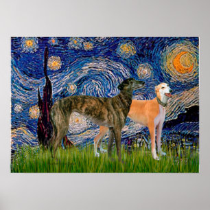 Pôster Par de Galgos - Noite Estrelada
