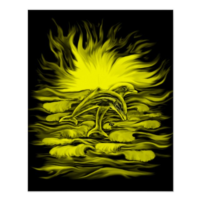 Pôster Par de golfinho à luz do sol (Frente)