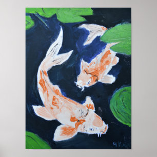 Poster Par de Koi Sereno Jardim de Água