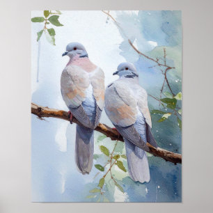 Poster Par de Pombas para Decoração de Casa