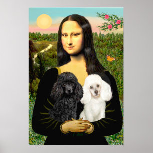 Pôster Par de Poodle (Preto + Branco) - Mona Lisa