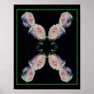 Poster Par de Rosas Rosa Arte Floral Abstrato