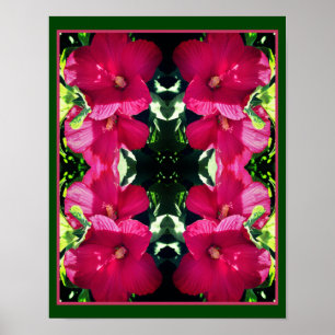 Poster Par do Flor Red Hibiscus Feche o Abstrato do Espel