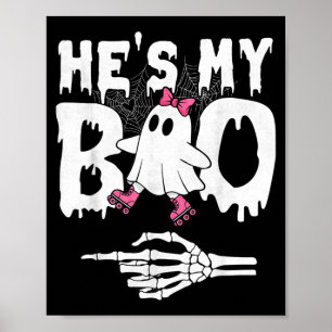 Poster Par fantasma combinando skate de rolimã no Hallowe