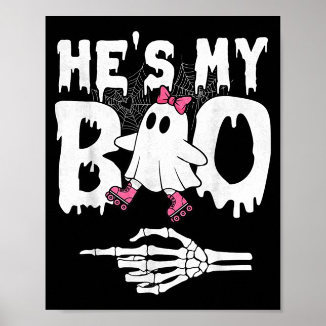 Poster Par fantasma combinando skate de rolimã no Hallowe (Frente)
