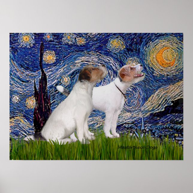Poster Par Jack Russell 4 - Noite Estrelada (Frente)