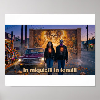 Poster Par Miquiztli Caveira Passeando - Cartaz