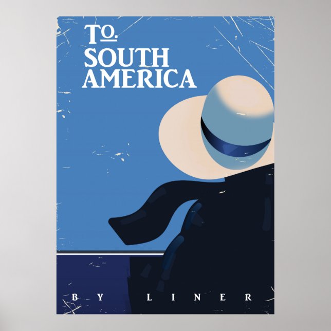 Poster Para a América do Sul viagens vintage (Frente)
