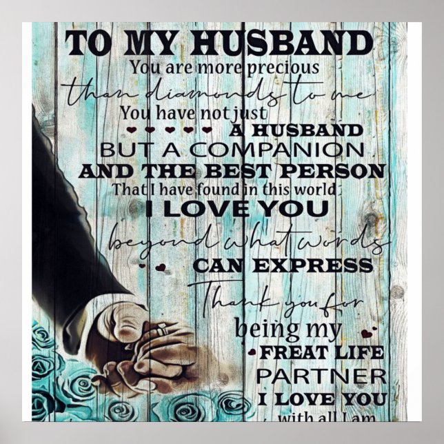 Poster Para a minha letra de marido | Bonito Presente Par (Frente)