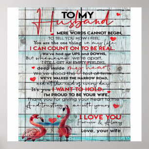 Poster Para a minha letra de marido Flamingo Bonito Pre