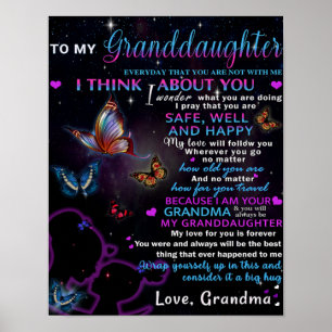 Poster Para a minha neta Butterflies Aniversário, Dotada