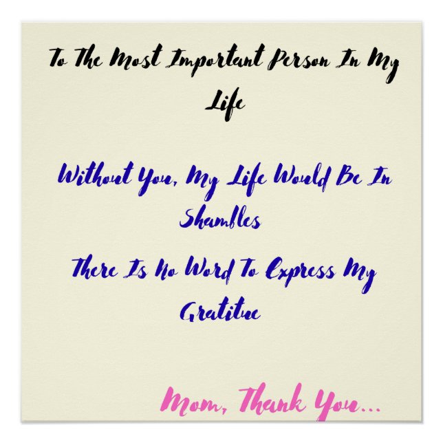 Pôster Para A Pessoa Mais Importante Da Minha Vida (Frente)