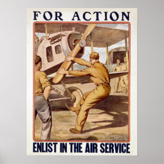 Poster Para ação, inscrever-se no Serviço Aéreo restaurad