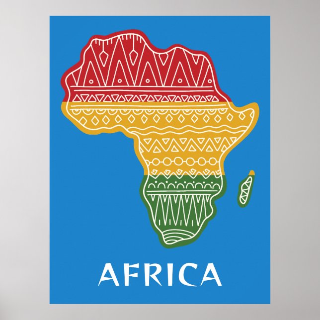 Poster para África de Texto e Cores Personalizadas (Frente)