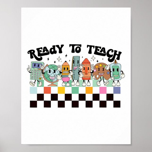 Poster Para Aprender A Vida De Professora Retro Em Groovy (Frente)