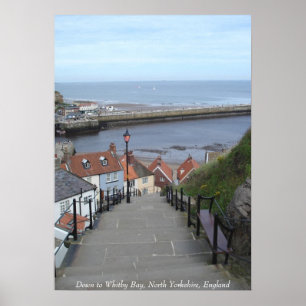 Pôster Para baixo à baía de Whitby, North Yorkshire,