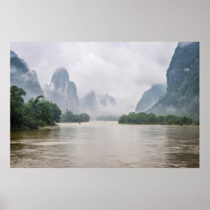 Pôster Para baixo pelo rio de Yangshuo