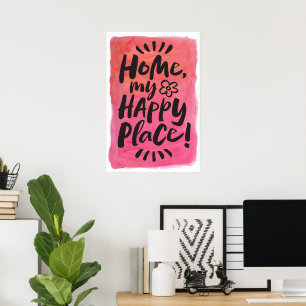 Poster PARA CASA, meu Lugar Feliz!  Abrigo no lugar preto
