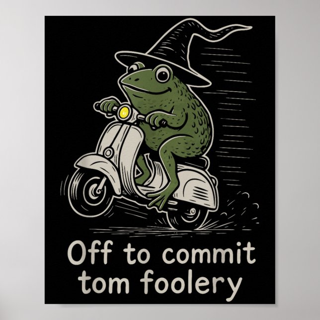 Poster Para Cometer O Tom Tão Engraçado Sapo Com Patinete (Frente)