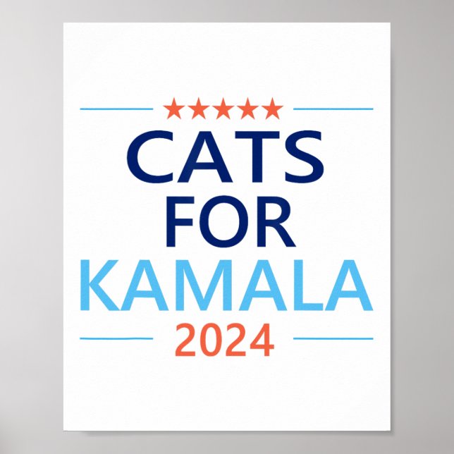 Poster Para Kamala Harris 2024 Gato Sem Fios Lady Jd Vanc (Frente)